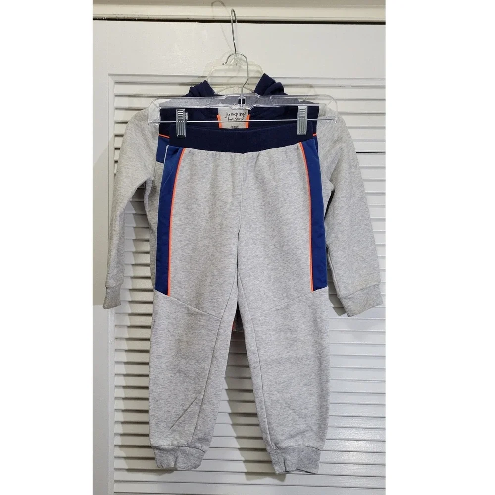 Activewear Kids Size 6 Gray Blue Tracksuit Hoodie & Joggers by Jumping Bean Set